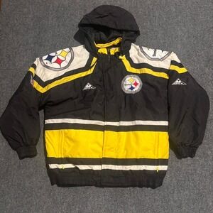 Vintage Apex One Pittsburgh Steelers NFL Pro Line Puffer Jacket Medium Black